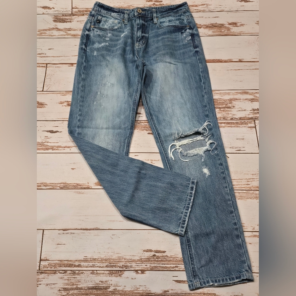 KanCan Estilo Distressed Straight Leg Jeans Lightwash   Womens 5 26